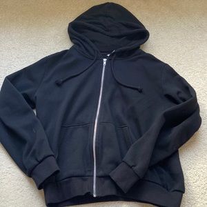 black zip up hoodie